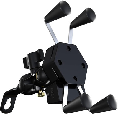 Philomena 360 Degree Rotation and 2A USB Charging Port for Motorcycle Bike Mobile Holder(Black)