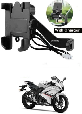 SRPHERE Aluminum Alloy C2 Waterproof bike mobile holder With Charger For R15 V4 Bike Mobile Holder(Black)