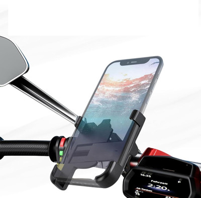 FwellT Bike Mobile Handlebar Holder for GPS Navigation Aluminium Bike Mobile Holder(Black)
