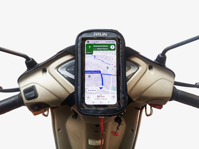 JETLIFE Mobile Holder Pouch for Scooter Scooty EVs Premium X2 Bike Mobile Holder(Grey, Black)