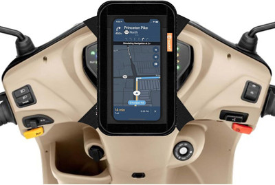 FwellT Stand Waterproof Pouch Bag for Scooty/Scooter All Mobiles UP to 7Inches GPS Bike Mobile Holder(Black)