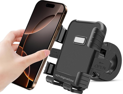 SIGNATIZE One-Touch Lock, 360° Rotating Adjustable Phone Mount for Handlebar Bike Mobile Holder(Black)