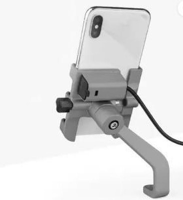 TECHGEAR Bike Mobile Charger & Phone Holder All Bikes Mobile Holder Bike Mobile Holder(Silver)