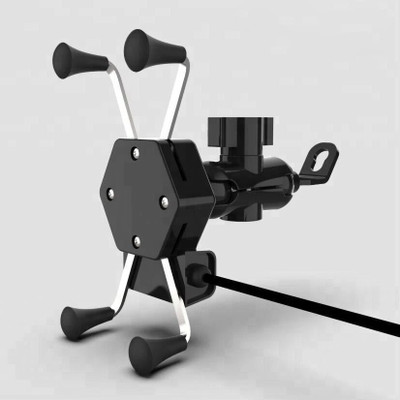 INGPRIDE X-Grip Mobile Phone Holder with USB Charger Bike Mobile Holder (Black) Bike Mobile Holder(Black)