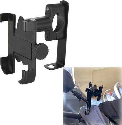 Znee Smart 2 in 1 Metal Bike Motorbike Mirror Handlebar Phone Stand Holder Bike Mobile Holder(Black)