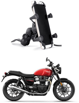 Enfield Works X-Grip Mobile Holder With USB Charger For Bike EW-1515 Bike Mobile Holder(Black)