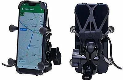 Delhismart Motorcycle Mobile Phone Holder with Fast Charging Bike Mobile Holder(Black)