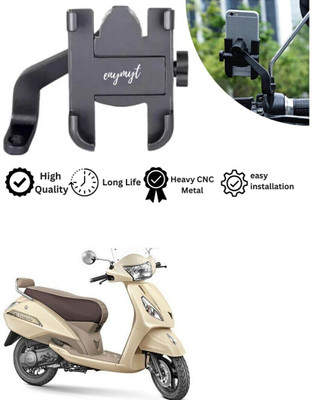Hench Universal Bike Holder Verson 2.0 Metal Body 360 Rotating Mirror for Motorcycle Bike Mobile Holder(Black)