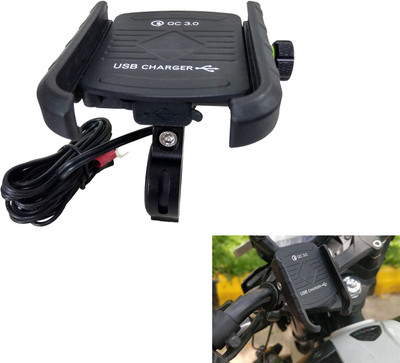 Vagary WaterBike Mobile Holder Mount with Fast USB QC 3.0 Charger & 360° Rotation Bike Mobile Holder(Black)