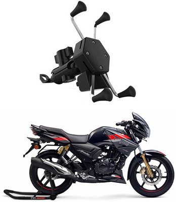AYW Bike Mobile X-Grip Holder With Charger For TVS-Apache-RTR-160 Bike Mobile Holder(Black)