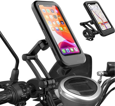 FwellT Waterproof Phone Holder 360° Adjustable Rotation for Bike/Cycle Up To 7 inches Bike Mobile Holder(Black)