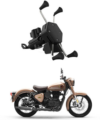MATIES Bike Mobile X-Grip Holder With Charger For Royal-Enfield-Bullet-350 Bike Mobile Holder(Black)