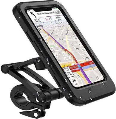 HRK Adjustable Waterproof Motorcycle Bike Phone Holder Case stand Bike Mobile Holder(Black)