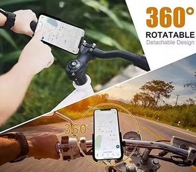 Takatak Bicycle Handlebar C-1 360° Rotation Adjustable Phone Mount Stand Bike Mobile Holder(Black)