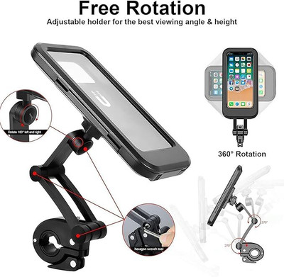 GEEO 360° Rotating Waterproof Bike Phone Holder – Ride Smart, Stay Connected Bicycle Phone Holder