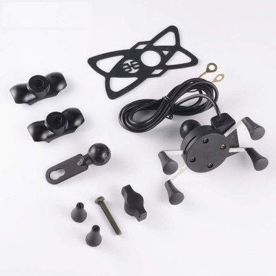 Delhismart X-Grip Mobile Phone Holder with USB Charger Bike Mobile Holder(Black)