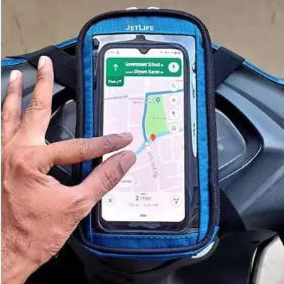 TECHGEAR Mobile Holder for Scooty Mobile pouch for Scooter Activa Jupiter Bike Mobile Holder(Black)