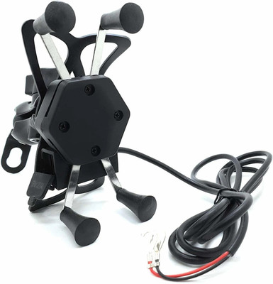 Delhismart Motorcycle Phone Holder with Fast Charging Bike Mobile Holder(Black)