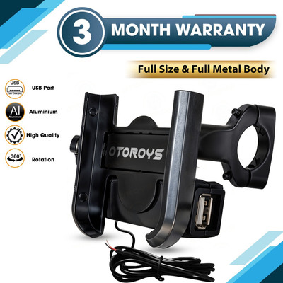 Otoroys Aluminum Alloy Bicycle Motorcycle Phone Holder Bracket Mobile Mount Charger Bike Mobile Holder(Black)