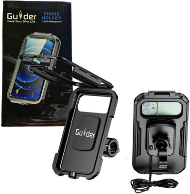 Vagary Fully Cover Wireless Mobile Holder With USB-C Charger 360 Rotation for Handlebar Bike Mobile Holder(Black)