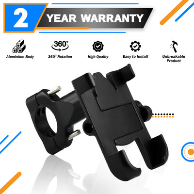MIKANIX CNC Universal Mobile Phone Holder Mount with 360° Rotation Bike Mobile Holder(Black)