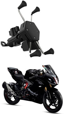 MATIES Waterproof & Premium Bike Mobile X-Grip Holder With Charger For TVS-Apache-RR310 Bike Mobile Holder(Black)