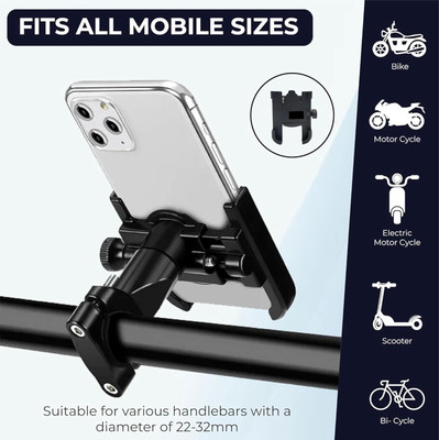 FwellT Bike Mobile Adjustable Holder/stand waterproof for Navigation Bike Mobile Holder(Black)