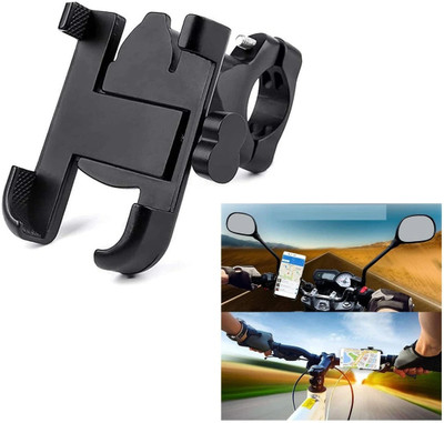 Planetoid 360 Degree Rotating Metal CNC Handlebar Holder For 2.5-6.2 Inch Smartphones Bike Mobile Holder(Black)