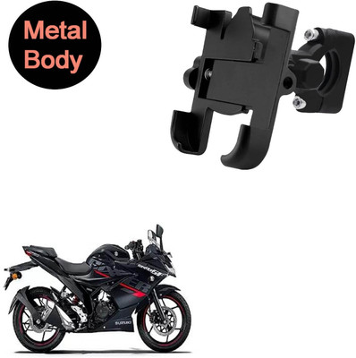 INGPRIDE 360 Degree Metal Body Universal Mobile Holder for Suzuki Gixxer Bike Mobile Holder(Black)