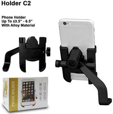 Point Zero Universal Bike Mobile Holder Metal Body 360° | Shock Resistant | Bike Accessory Bike Mobile Holder(Black)