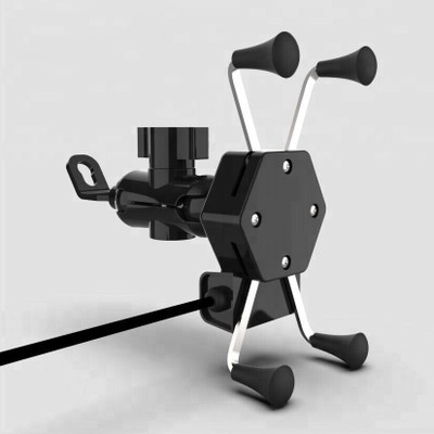INGPRIDE X-Grip Mobile Phone Holder with USB Charger Bike Mobile Holder (Black) Bike Mobile Holder(Black)