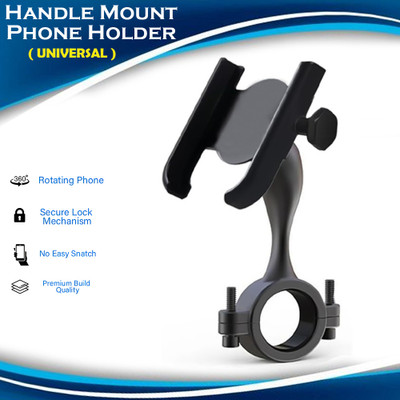 ASRYD Motorcycle Phone Holder Anti-Shake Rotatable Adjustable Metal Mount for Mobile Bike Mobile Holder(Black)