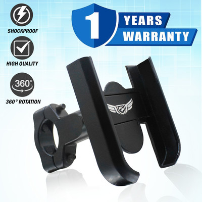 ASRYD Motorcycle & Bicycle Handlebar Holder Black Aluminum Easy Fit in All Smartphones Bike Mobile Holder(Black)