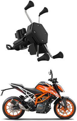rajcell Bike Mobile X-Grip Holder With Charger For KTM-390-Duke Bike Mobile Holder(Black)