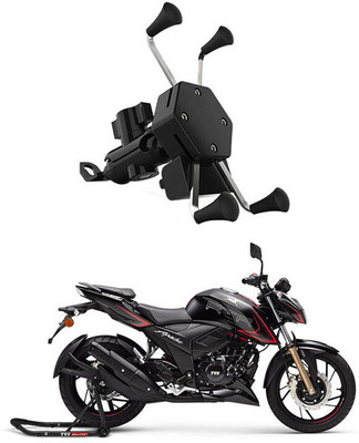 rajcell Premium Bike Mobile X-Grip Holder With Charger For TVS-Apache-RTR-200-4-V Bike Mobile Holder(Black)
