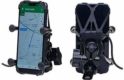 Rajcellpoint Motorcycle Mobile Phone Holder with Fast Charging Bike Mobile Holder(Black)