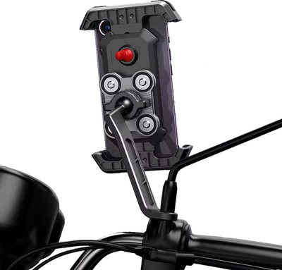 CASON Mobile Holder for Bikes,PhoneStand for Scooty with Mirror Mount &ShockAbsorbtion Bike Mobile Holder(Black)