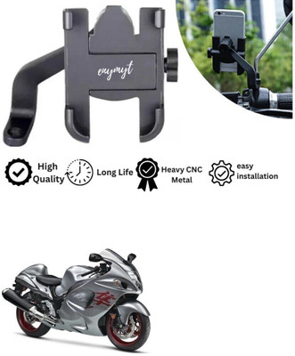 Hench Universal Bike Holder Verson 2.0 Metal Body 360 Rotating Mirror for Motorcycle Bike Mobile Holder(Black)