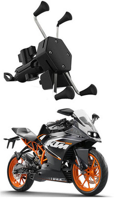 MATIES Waterproof & Premium Bike Mobile X-Grip Holder With Charger For KTM-RC-200 Bike Mobile Holder(Black)