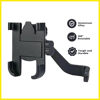 Rhtdm Universal Bike Mount Phone Holder Metal Body 360 Degree Rotating Handlebar Bike Mobile Holder(Black)