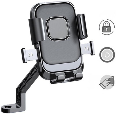 Huntindia Smart auto-locking Bike Motorcycle Phone Holder Stand For Cycle, Bikes &Scooters Bike Mobile Holder(Black)