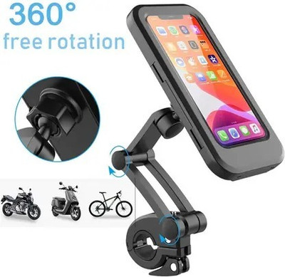 RICZAR ENTERPRISE Adjustable Bicycle Phone Holder Support Dual Tech Bike Mobile Holder(Black)