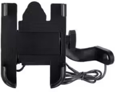 ZEB Metal Bike Phone Mount Holder with USB Charger 360° Rotating Handlebar Bike Mobile Holder(Black)
