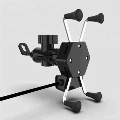 Rajcellpoint X-Grip Mobile Phone Holder with USB Charger Bike Mobile Holder (Black) Bike Mobile Holder(Black)