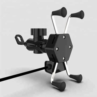 Huims X-Grip Mobile Phone Holder with USB Charger Bike Mobile Holder (Black) Bike Mobile Holder(Black)