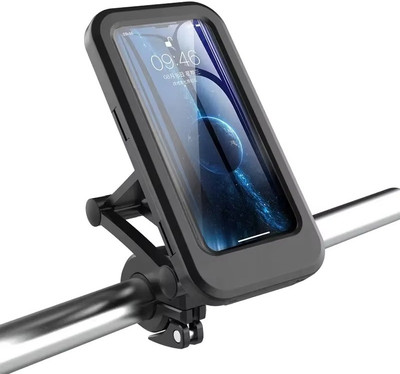 BITWEAVE Waterproof Bike Mobile Holder Rain Cover Quick Mount Adjustable Handlebar Stand Bike Mobile Holder(Black)