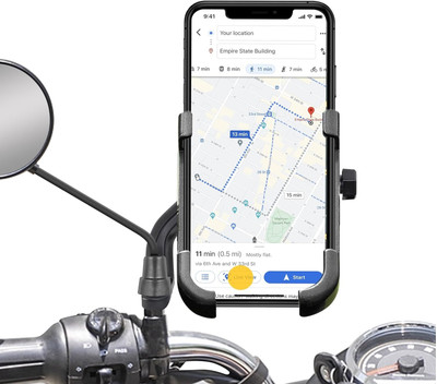 FwellT Bike Mobile Mirror Holder/stand waterproof GPS Navigation Bike Mobile Holder(Black)