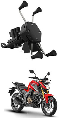 MATIES Waterproof & Premium Bike Mobile X-Grip Holder With Charger For Honda-CB300-F Bike Mobile Holder(Black)