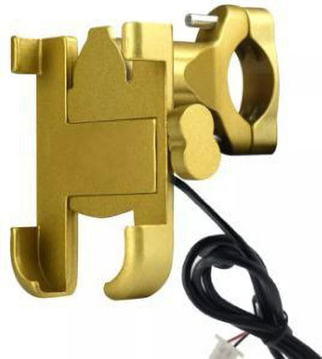 TECHGEAR Phone Holder Stand Cycling Bicycle with charger Bike Mobile Holder(Gold)