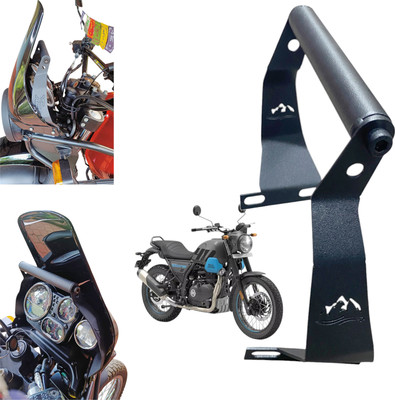 Dhe Best Motorcycle Good Metal GPS Mount Frame Mobile Holder Mount for RE Scram 411 Bike Mobile Holder(Black)